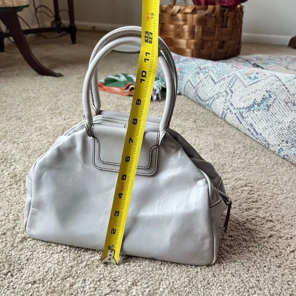 HOBO Sheila Leather Satchel Grey Top Handle Bag Minimal Quiet Luxury - Picture 13 of 16